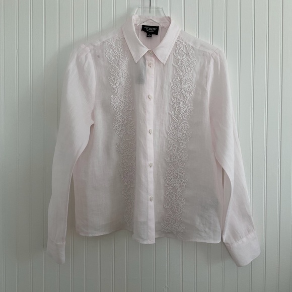 J. Crew Collection Beaded Button-up Shirt in Ramie NWT - Picture 2 of 8